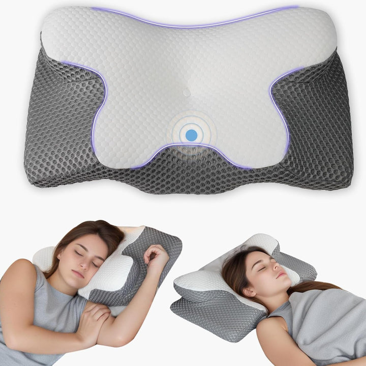 Pernă pentru gât Pernă ortopedică pentru cap Pernă din spumă de memorie Pernă pentru impact lateral - Design ergonomic Cu formă goală Pentru impact lateral, dorsal și abdominal Gri deschis
