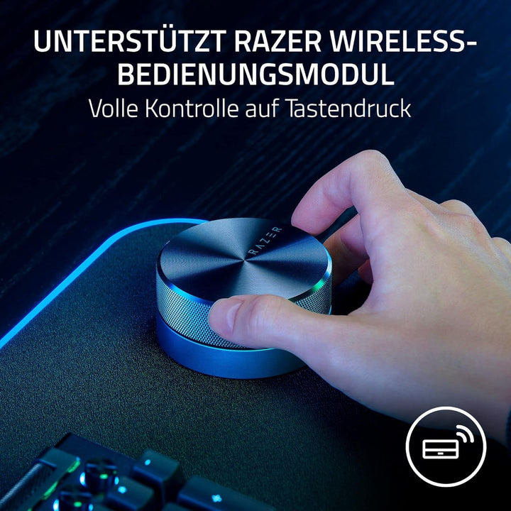 Razer Nommo V2 Pro - Difuzor de jocuri full-range 2.1 pentru PC cu subwoofer wireless (driver full-range de 3 inch cu prize de fază din aluminiu, subwoofer cu focalizare în jos) Negru