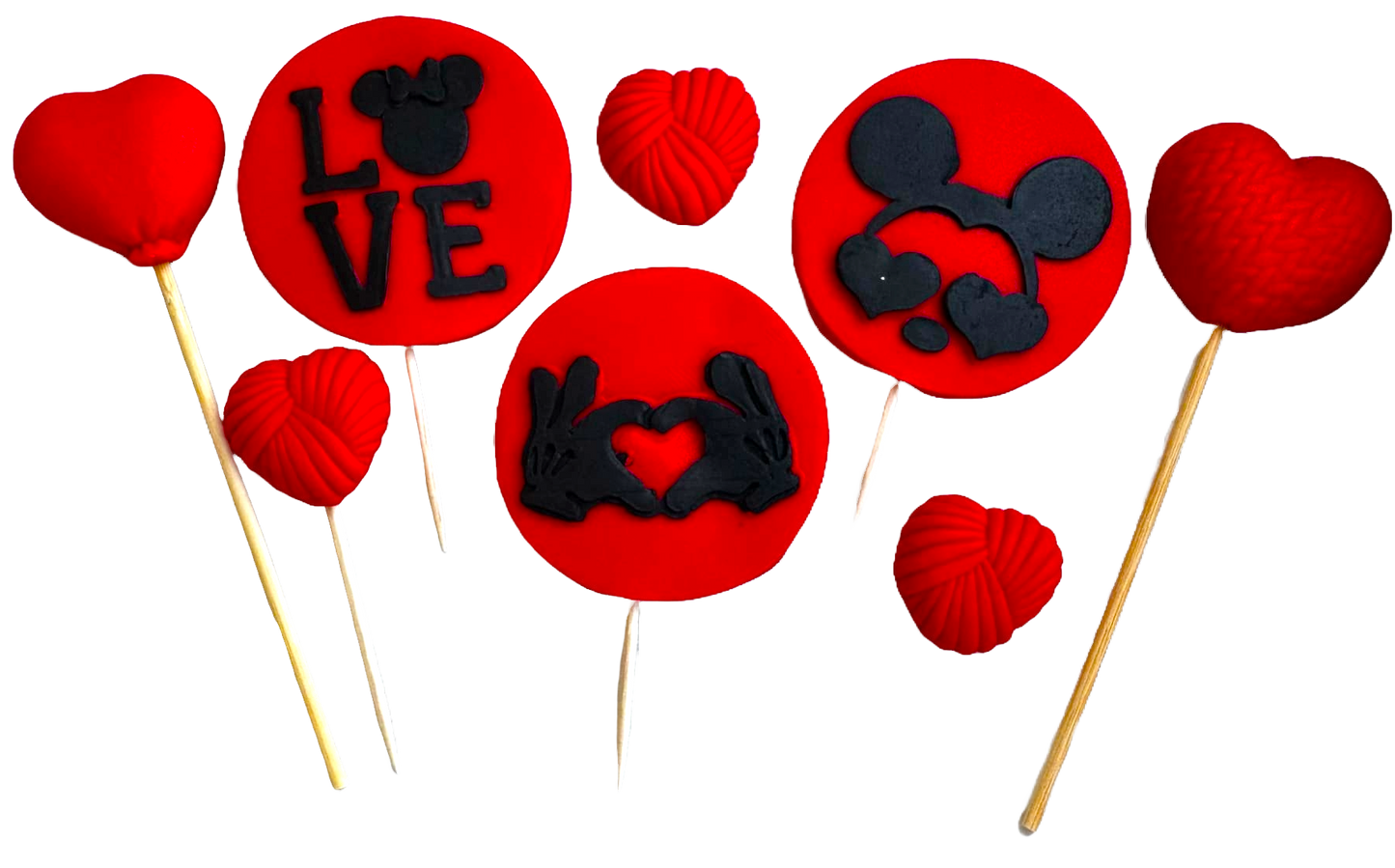 Set of 8 edible sugar paste decorations, LOVE