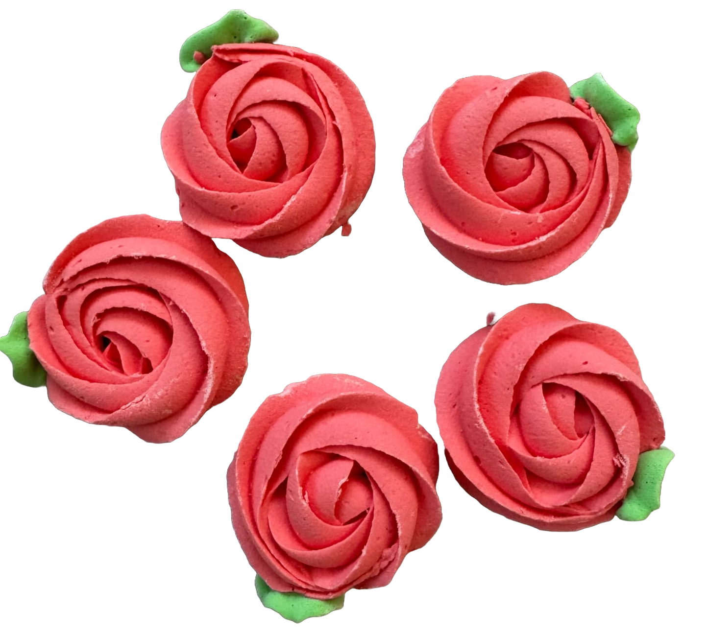 Set of 5 edible meringue decorations, Light red flowers