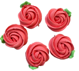 Set of 5 edible meringue decorations, Light red flowers