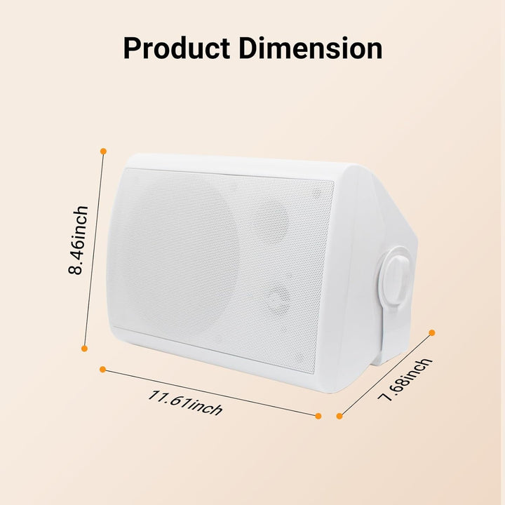 STUDIOFINIX 6,5 Zoll 400 Watt Wasserdicht Außenlautsprecher Outdoor-Lautsprecher Bluetooth Wandhalterung Lautsprecher Wasserdicht Wetterfest Für Patio Garage Home Outdoor (Weiß)