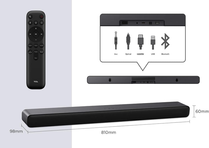 TCL Soundbar S45HE, 2.0-Kanäle, Dolby Atmos All-In-One