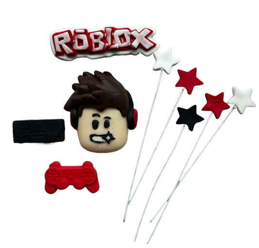 Set of 9 edible sugar decorations, Roblox