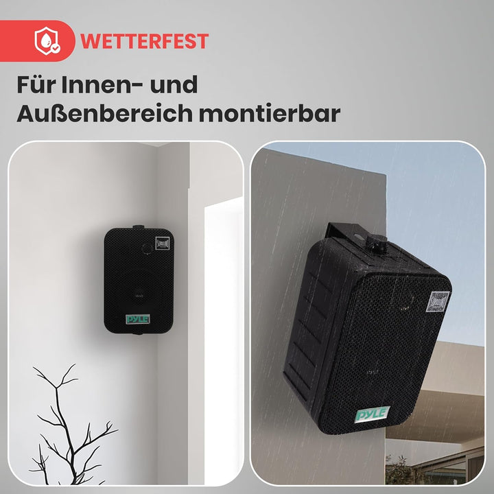 Pyle Outdoor Lautsprecher, Wandlautsprecher – Outdoor Speaker – Wasserdichte Box Outdoor & Indoor 400 Watt, Einfache Installation Als Outdoor Box & Musikbox Innen, Robuste 2Er Set Lautsprecher Boxen