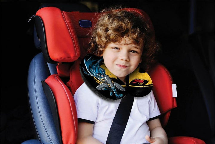 DC Comics Soft Batman Car Travel Neck Cushion Child Safety Comfort Superhero Bat Man, Cuscino Da Viaggio Auto, Light Blue, One Size