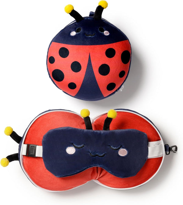 Puckator Relaxeazzz Pernă de călătorie cu mască Ladybug - animale moi, multicolor, 1 Unité (Lot de 1)