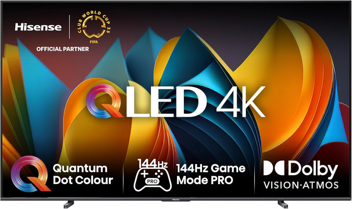 Hisense 50E7NQ 126 Cm (50 Zoll) Fernseher, 4K UHD, QLED, HDR10, HDR10+ Decoding, HLG, Dolby Vision Atmos, 60Hz Panel, Smooth Motion, Bluetooth, Alexa Built-In, VIDAA Voice, Schwarz [2024]