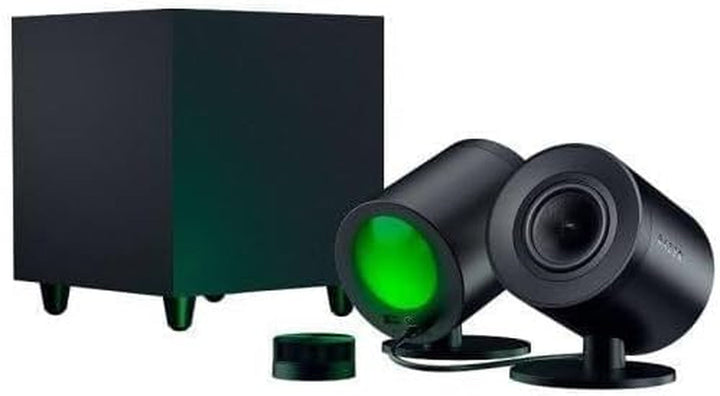 Razer Nommo V2 Pro - Difuzor de jocuri full-range 2.1 pentru PC cu subwoofer wireless (driver full-range de 3 inch cu prize de fază din aluminiu, subwoofer cu focalizare în jos) Negru