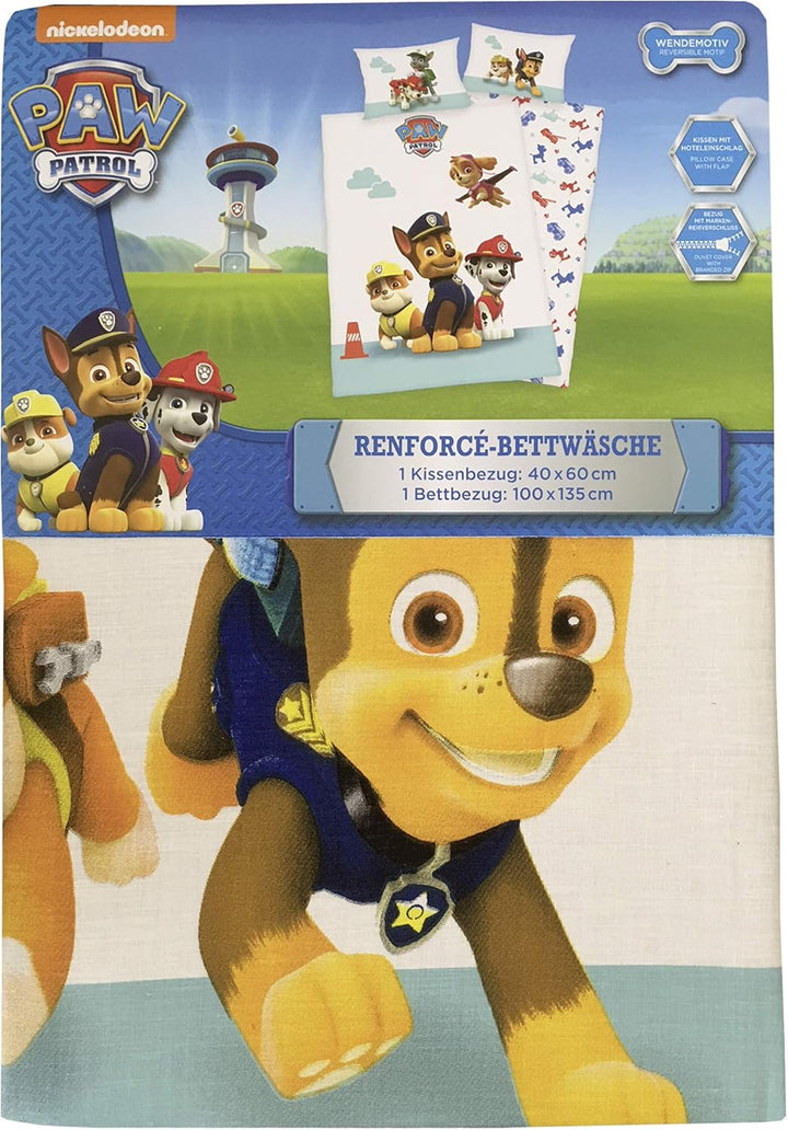 Herding PAW PATROL Kleinkinder-Bettwäsche-Set, Wendemotiv, Bettbezug 100 X 135 Cm, Kopfkissenbezug 40 X 60 Cm, Baumwolle/Renforcé