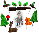 Set of 12 edible sugar paste decorations, Hunter