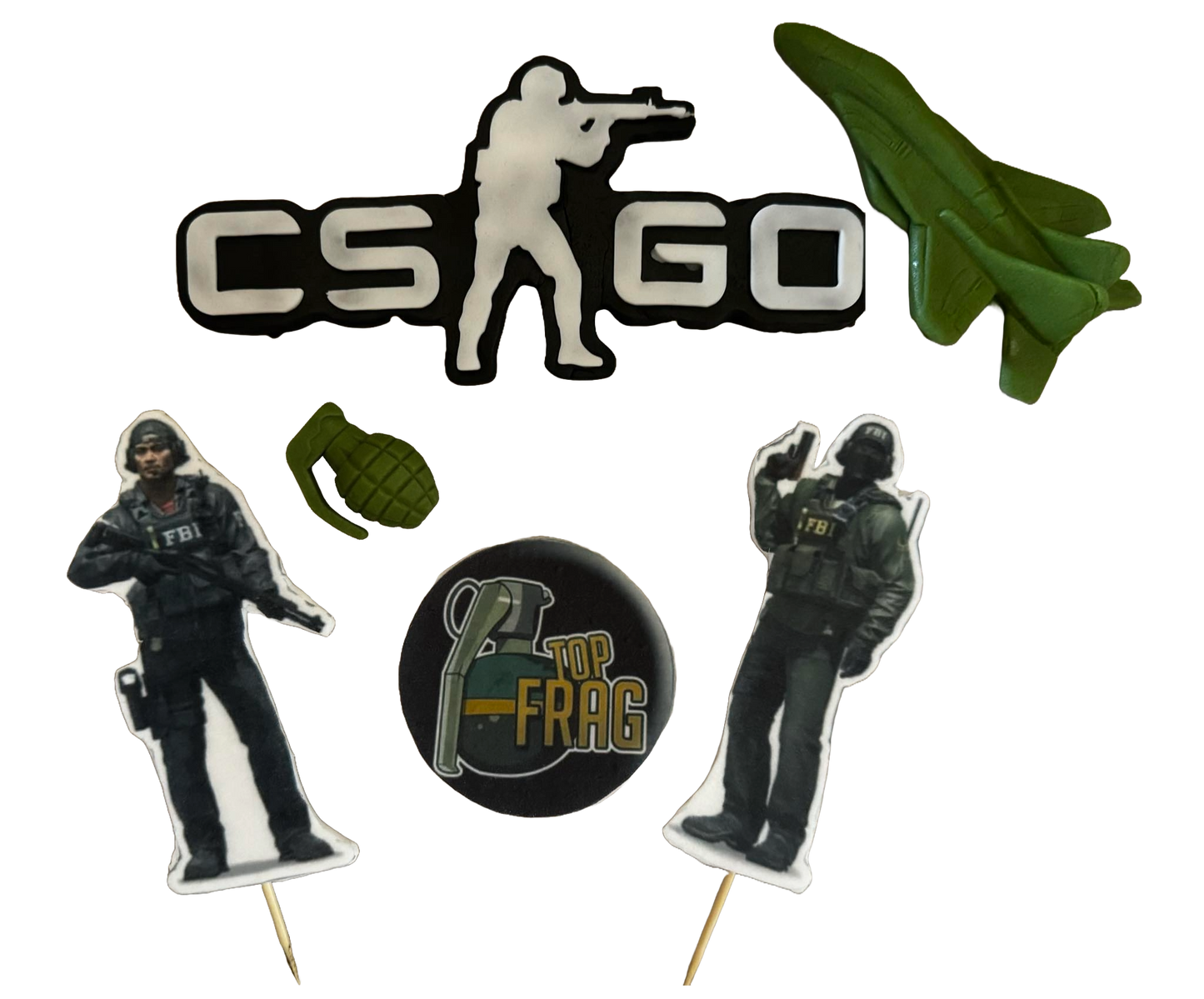 Set of 6 edible sugar paste decorations, Counter-Strike: Global Offensive (CS:GO)