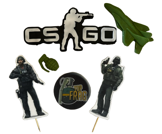 Set of 6 edible sugar paste decorations, Counter-Strike: Global Offensive (CS:GO)