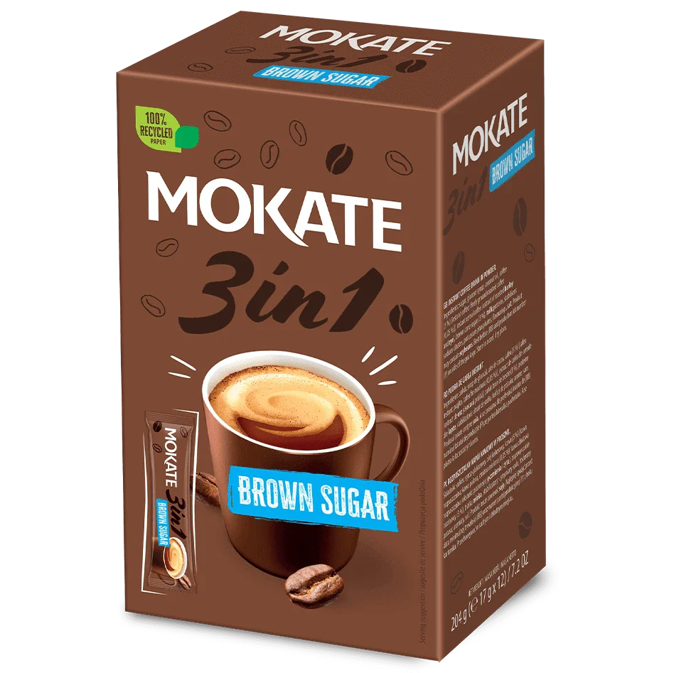 MOKATE 3in1 Brown Sugar Cafea Instant Plic 24x17g