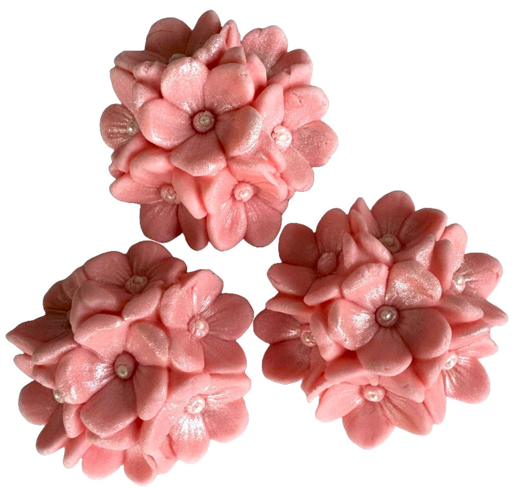 Set 3 decoratiuni comestibile din zahar, Flori roz - Nati Shop