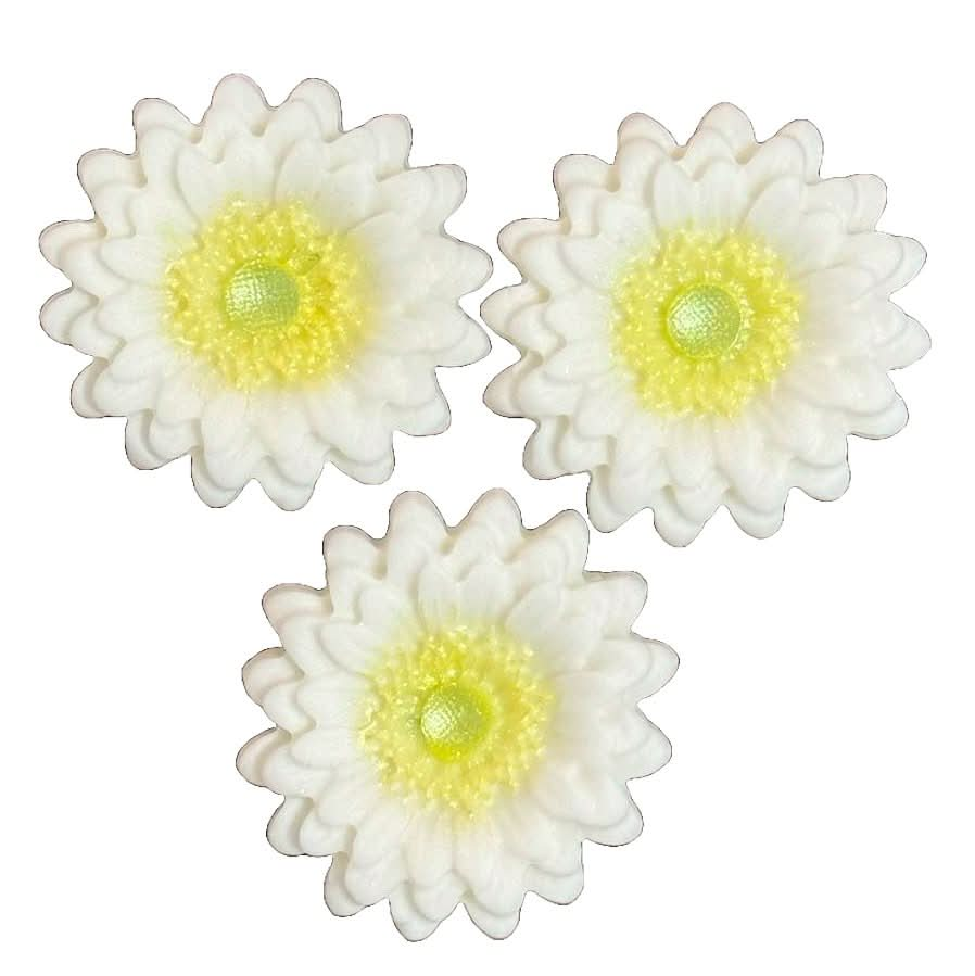 Set 3 decoratiuni comestibile din zahar, Gerbera alba - Nati Shop