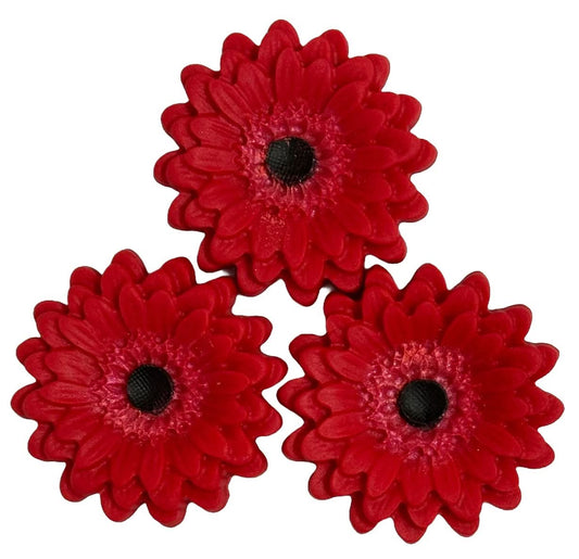 Set 3 decoratiuni comestibile din zahar, Gerbera rosie - Nati Shop