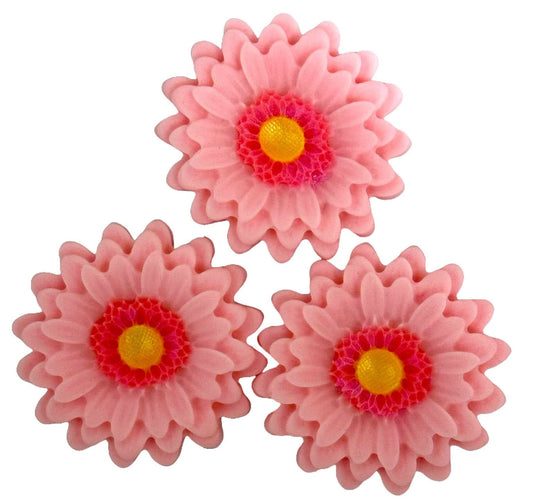 Set 3 decoratiuni comestibile din zahar, Gerbera roz - Nati Shop