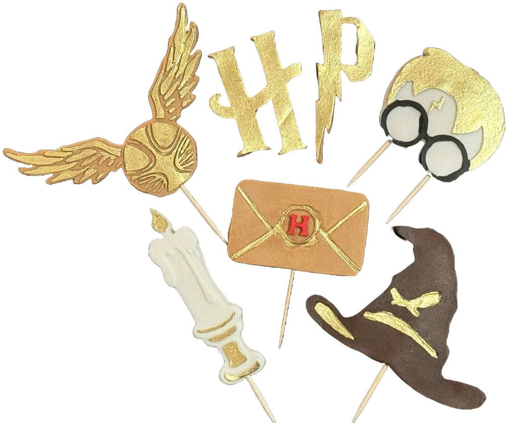 Set 7 decoratiuni comestibile din zahar, Harry Potter - Nati Shop