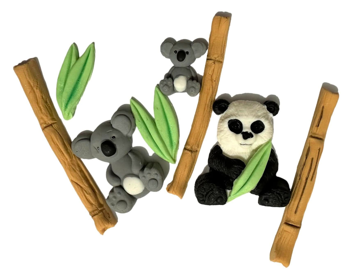 Set decoratiuni comestibile din zahar, Bambus, Panda si Koala - Nati Shop