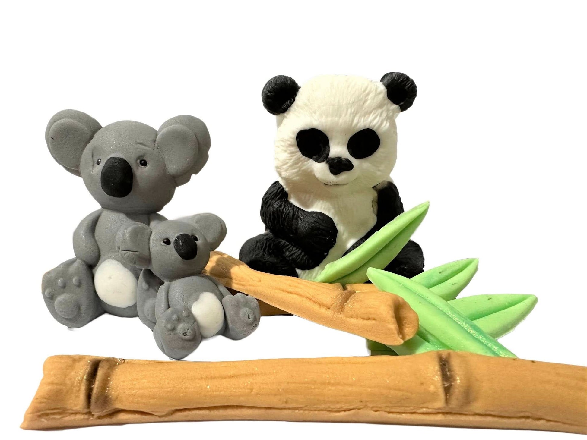 Set decoratiuni comestibile din zahar, Bambus, Panda si Koala - Nati Shop